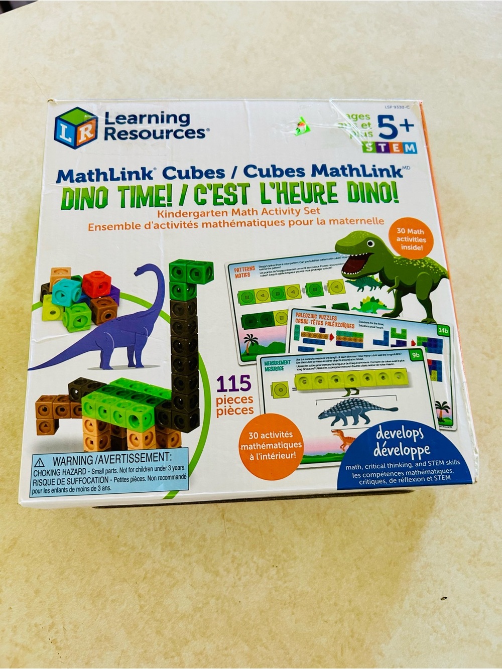 Learning Resources Dino Time! MathLink Cubes Kindergarten Activity Set - Green